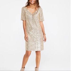 Ann Taylor Sequin Shift Dress in Gold 553650
